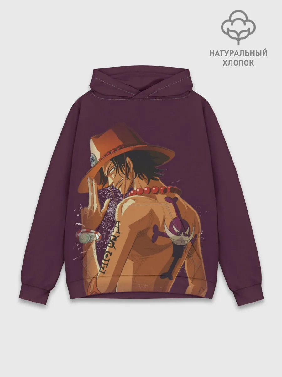Худи мужской база хлопок / One Piece. Портгас Д. Эйс