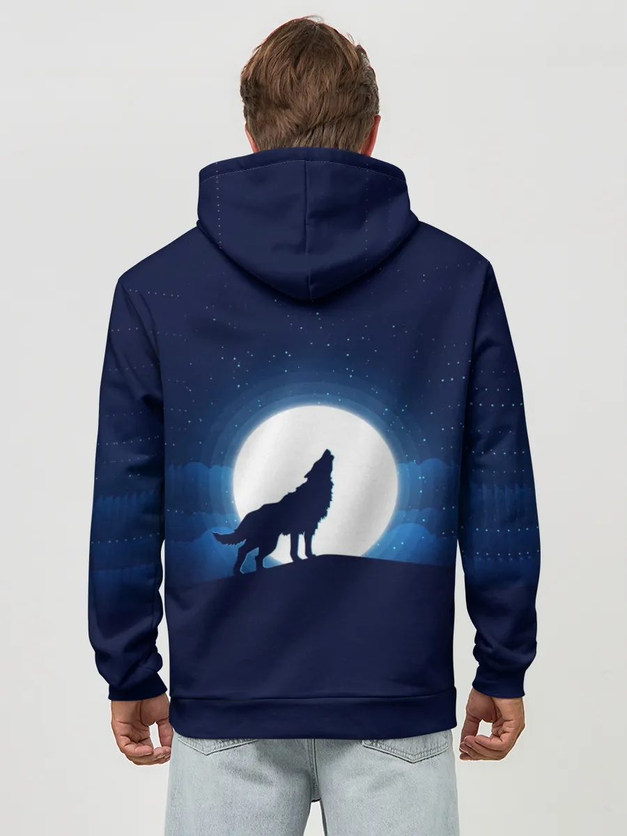 Худи мужской база хлопок / Воющий на луну