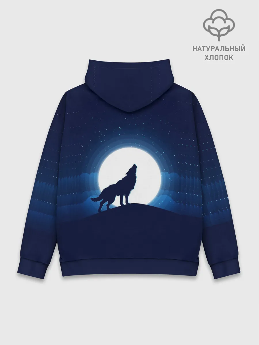Худи мужской база хлопок / Воющий на луну