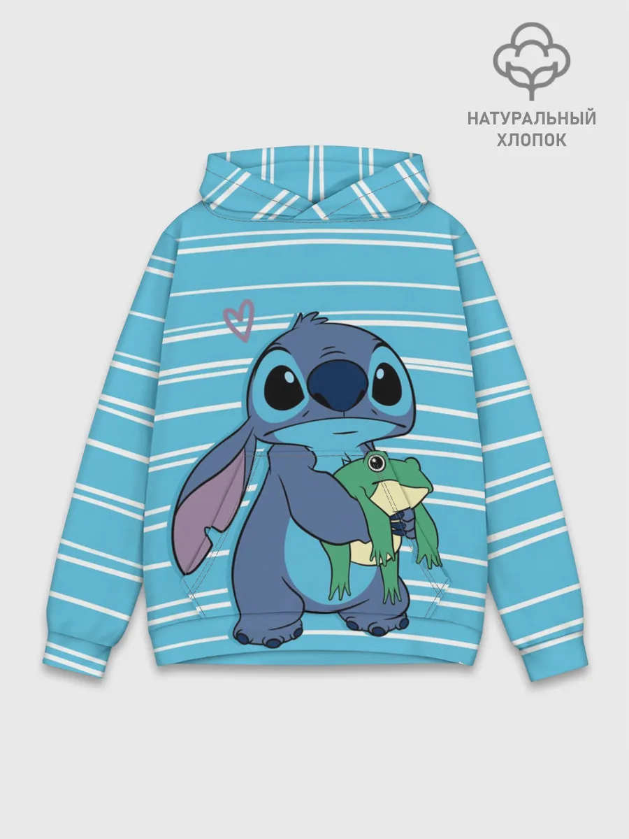 Худи мужской база хлопок / Стич с лягушкой