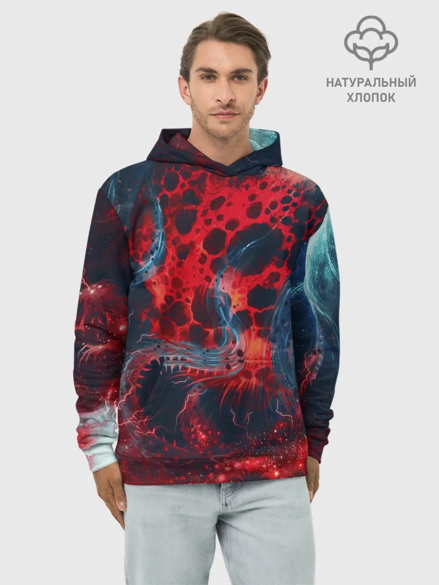 Худи мужской база хлопок / Гигантский космический монстр