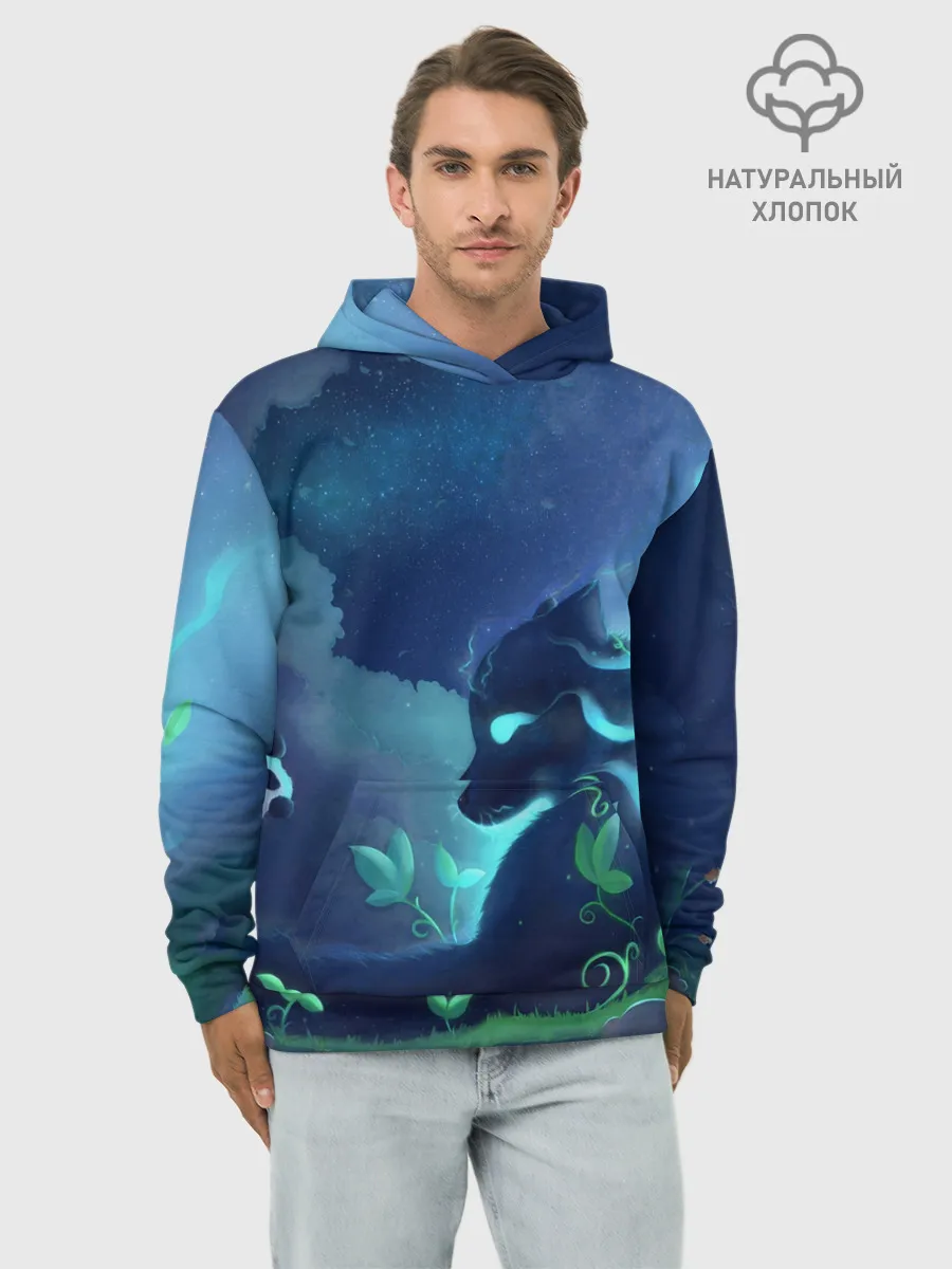 Худи мужской база хлопок / Панда и лиса