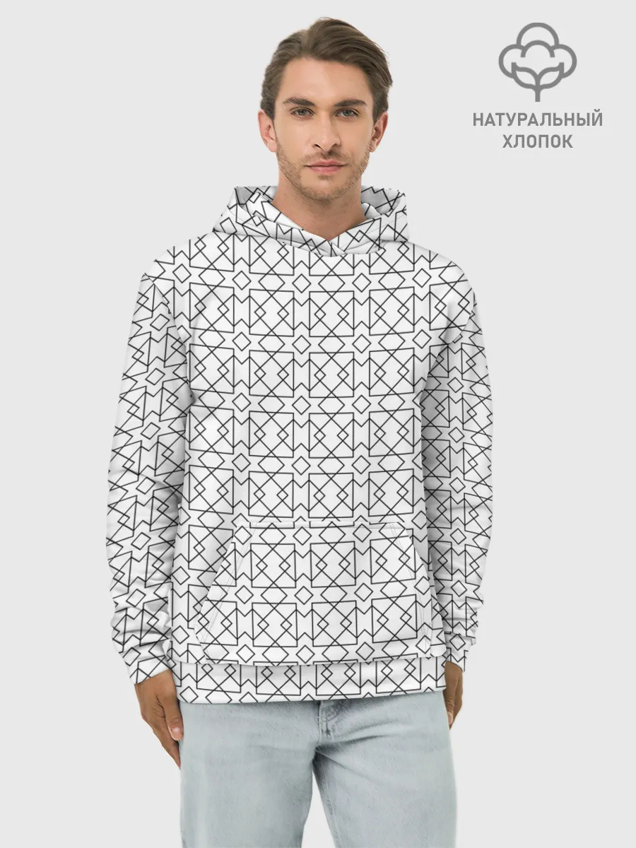 Худи мужской база хлопок / Геометрический узор