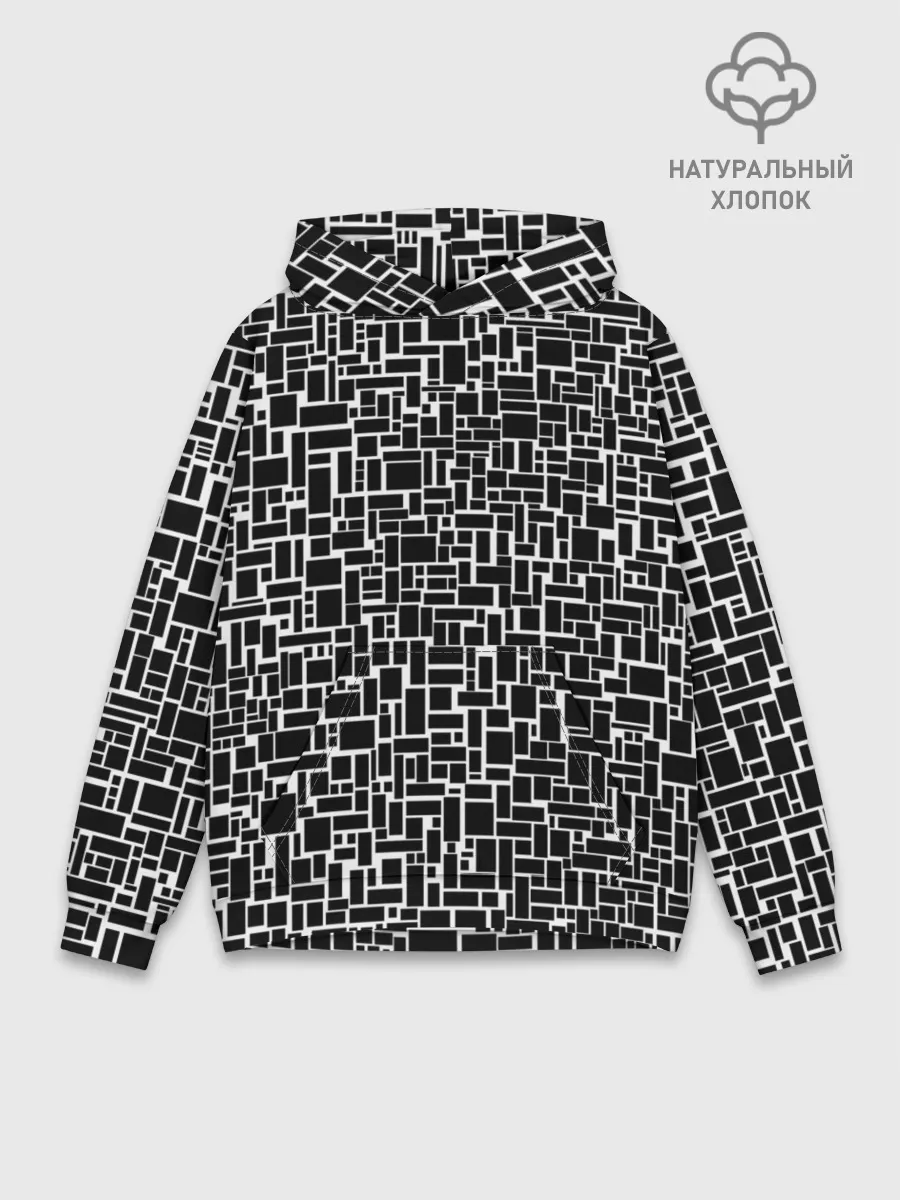Худи мужской база хлопок / Геометрия ЧБ.Black & white