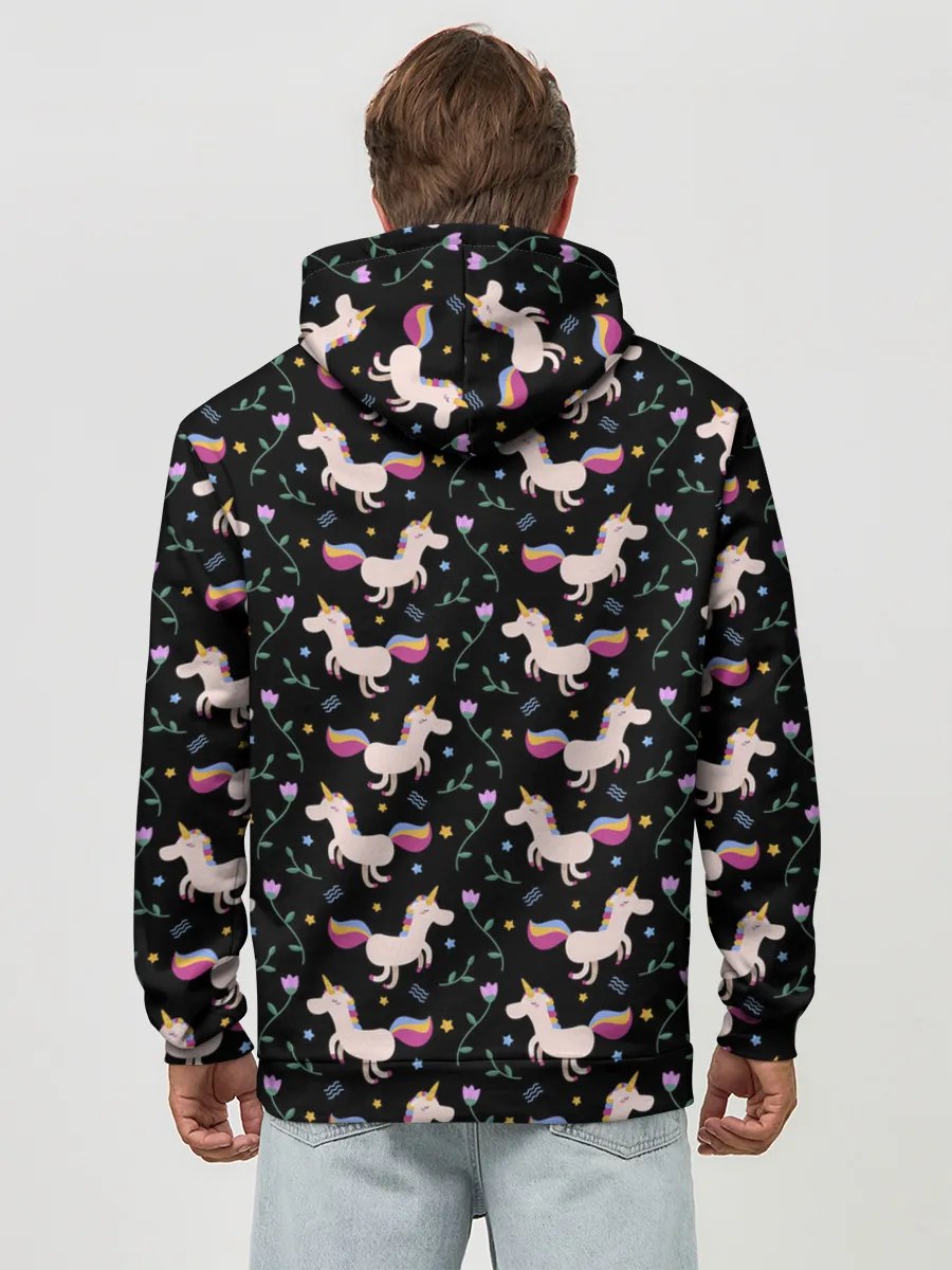 Худи мужской база хлопок / Unicorns pattern