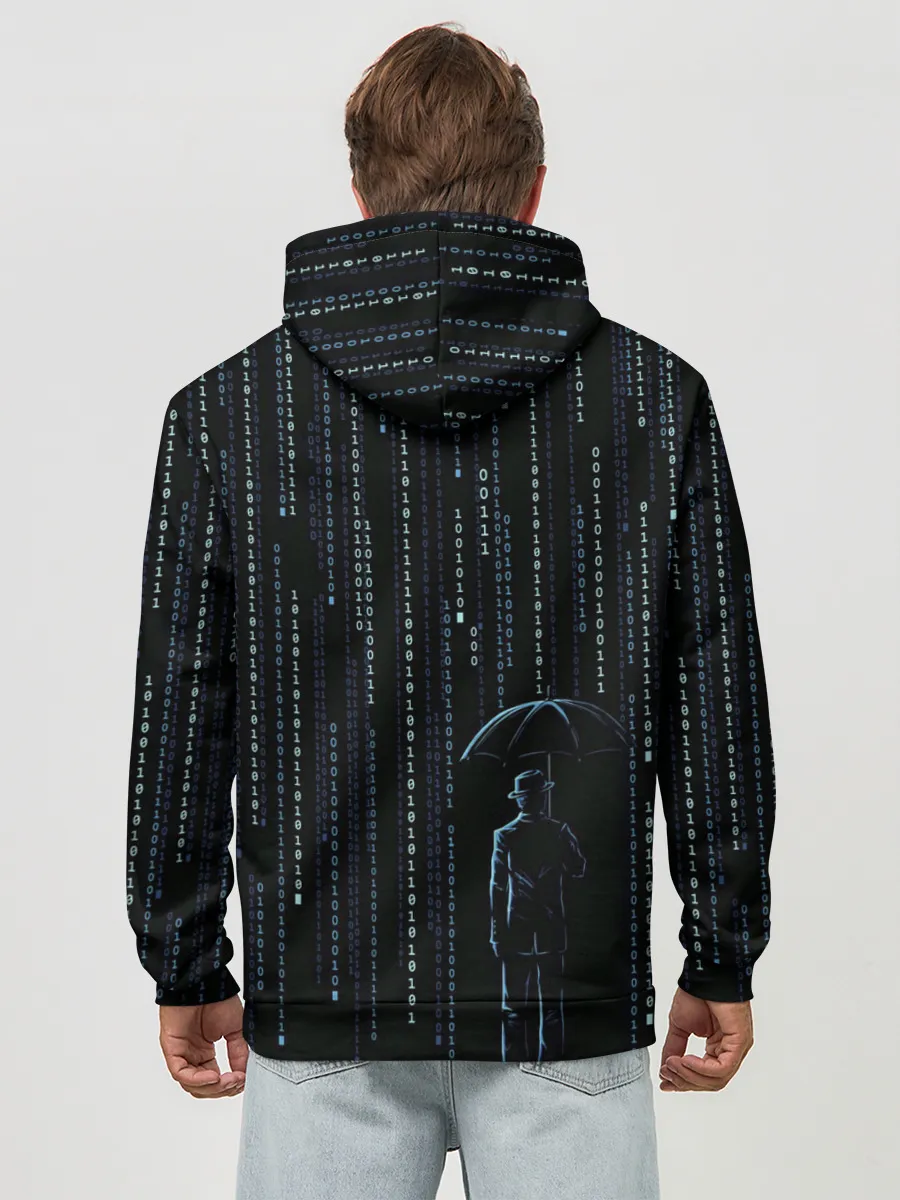 Худи мужской база хлопок / Двоичный дождь, матрица
