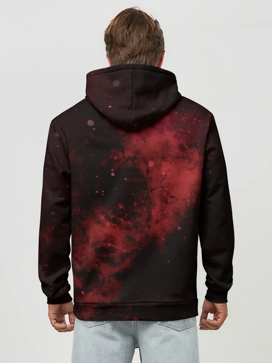 Худи мужской база хлопок / Эмблема Черного клевера на космическом фоне