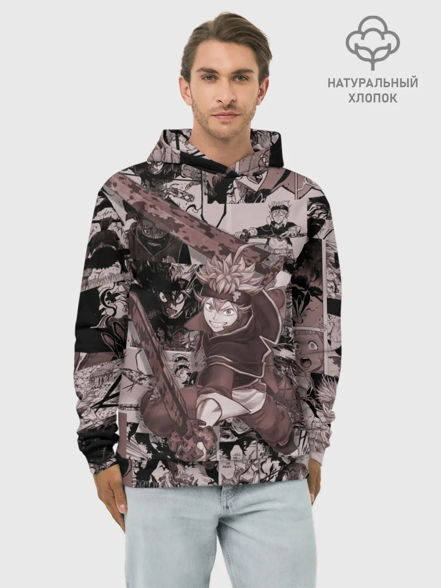 Худи мужской база хлопок / ASTA manga monochrome pages