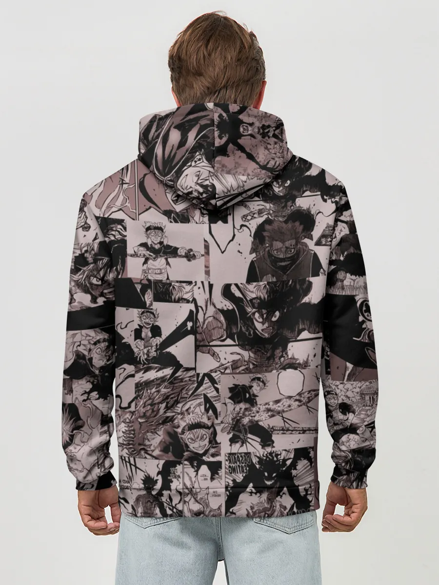 Худи мужской база хлопок / ASTA manga monochrome pages