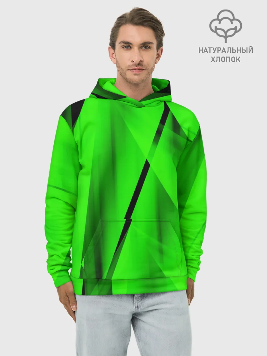 Худи мужской база хлопок / Зеленый неон