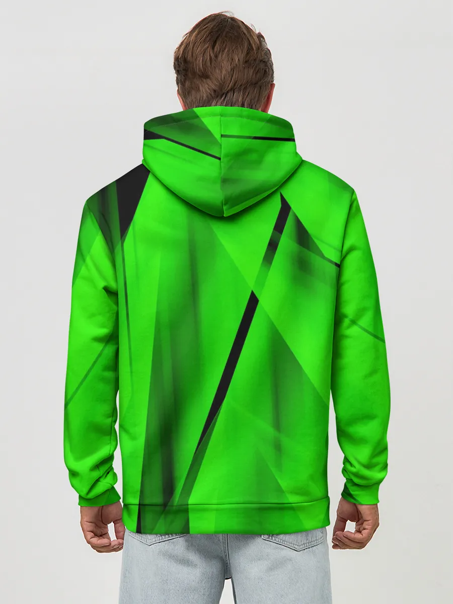 Худи мужской база хлопок / Зеленый неон