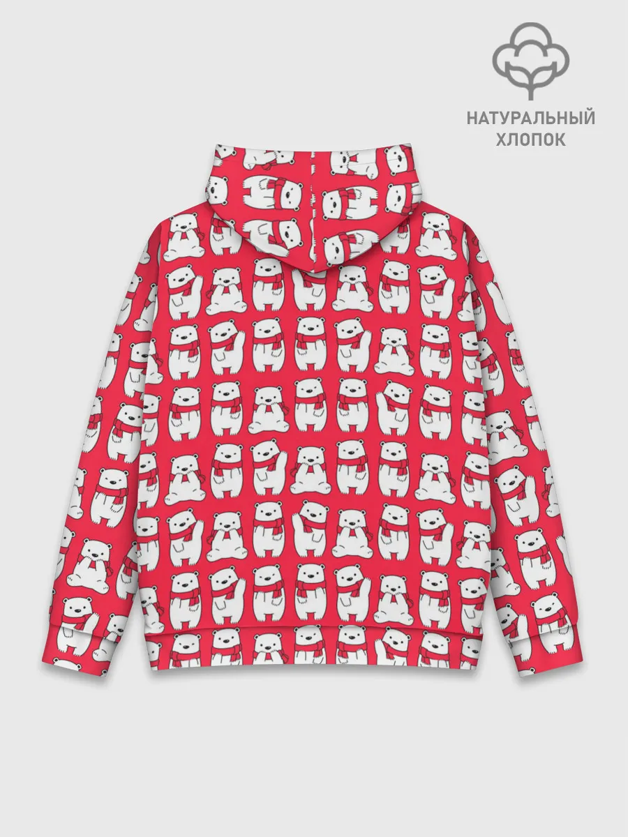 Худи мужской база хлопок / Мишки в шарфиках