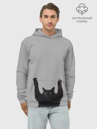 Худи мужской база хлопок / Кот сдается
