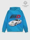 Худи мужской база хлопок / Initial D машина на голубом фоне