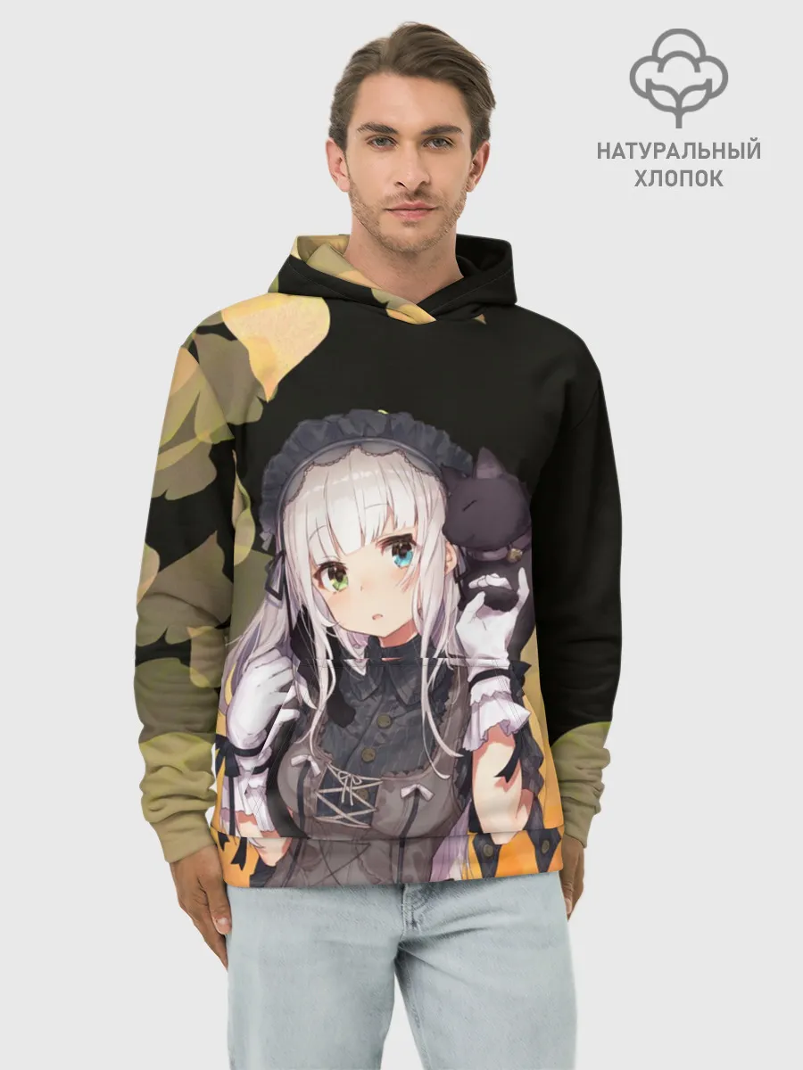 Худи мужской база хлопок / Аниме девушка в интересном наряде