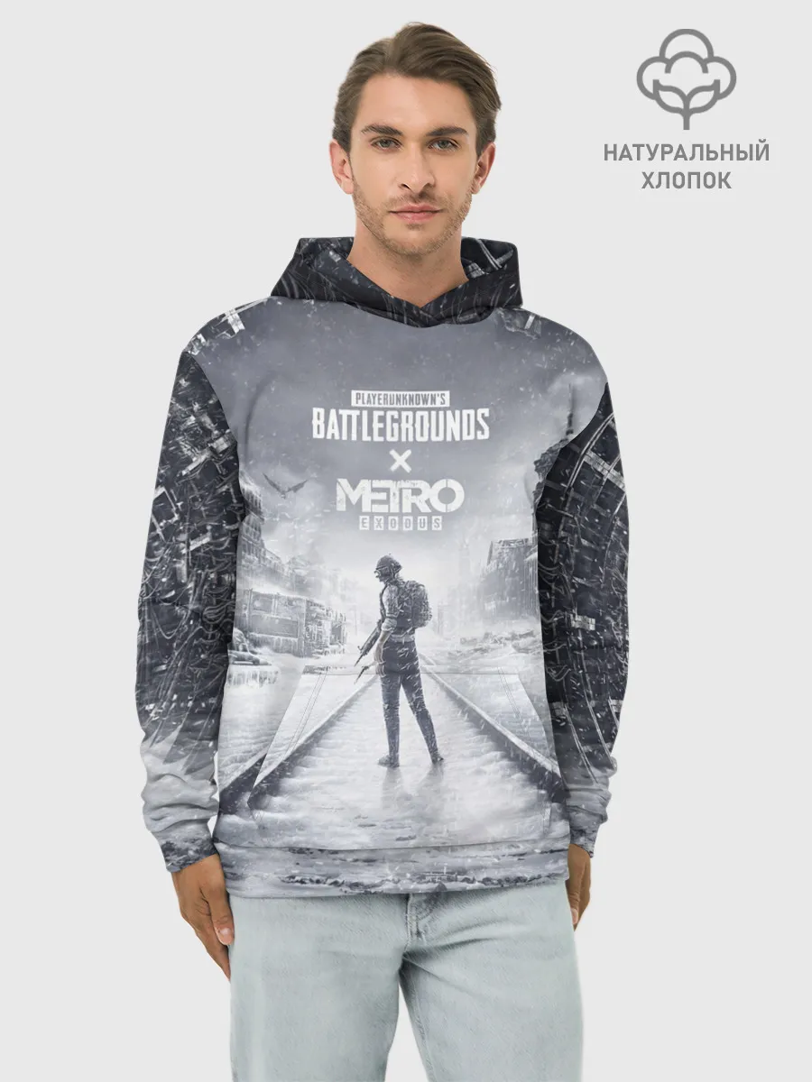 Худи мужской база хлопок / PUBG x METRO Exodus