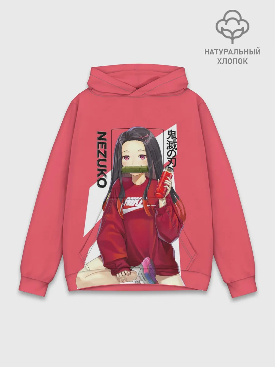 Худи мужской база хлопок / Незуко коралловый