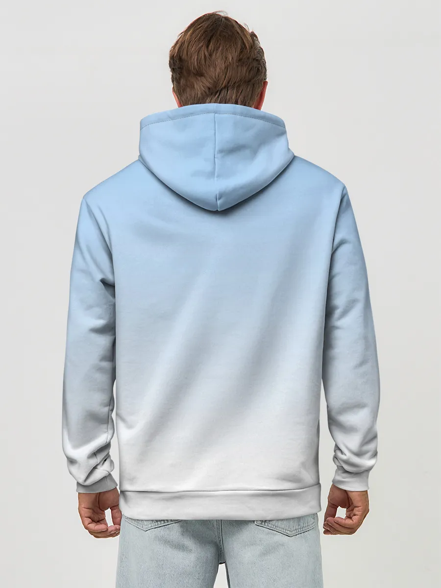Худи мужской база хлопок / Небесно-голубой градиент