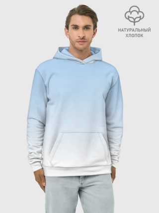 Худи мужской база хлопок / Небесно-голубой градиент
