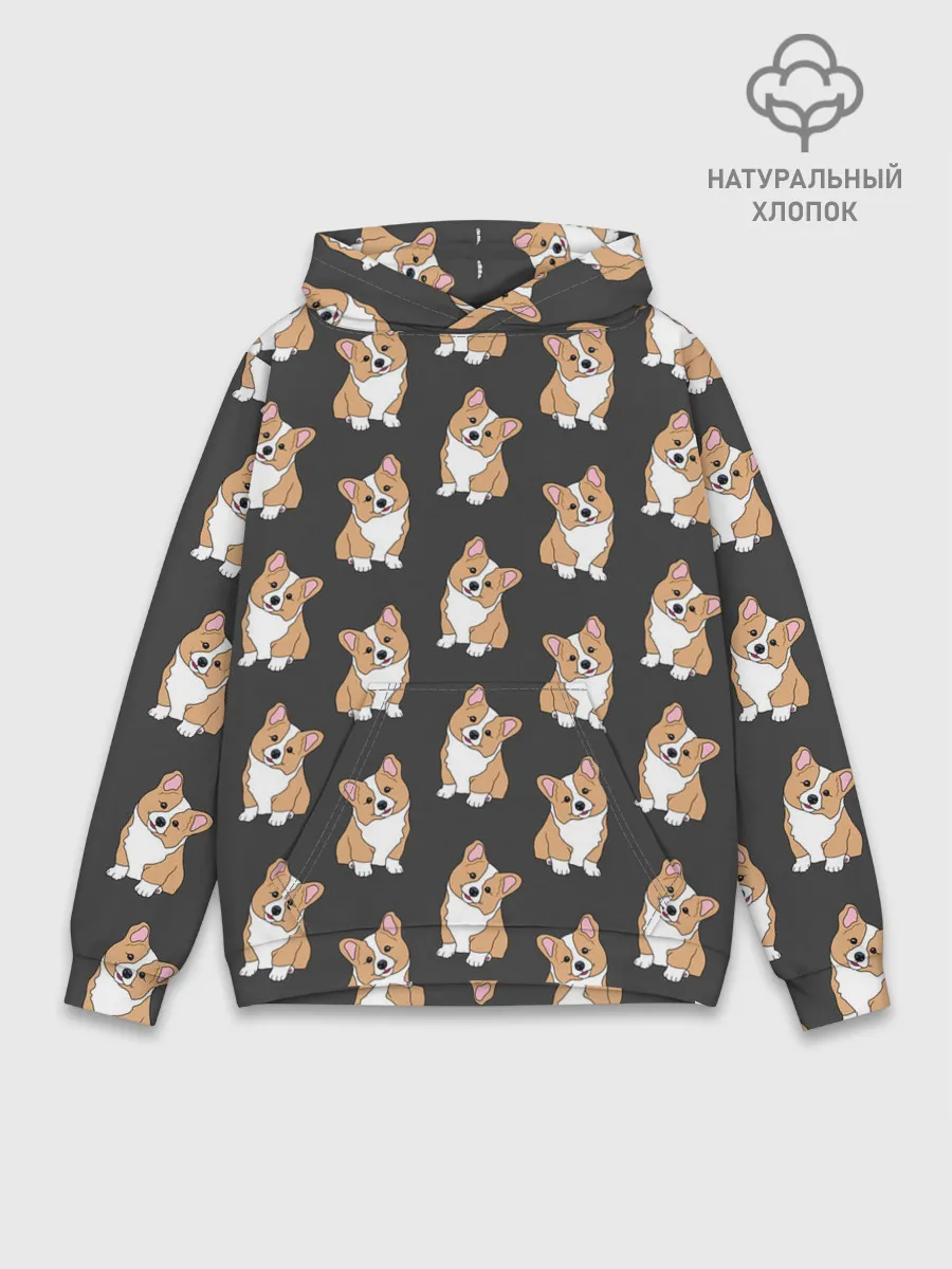 Худи мужской база хлопок / Корги малыши