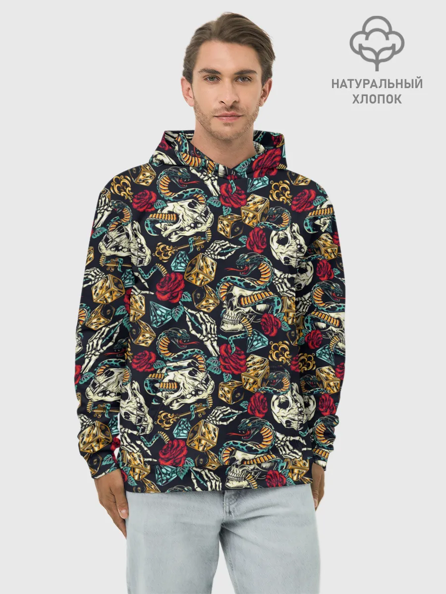 Худи мужской база хлопок / Hardcore tattoo