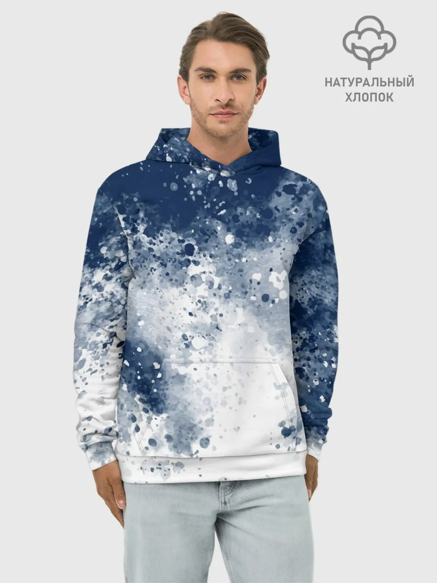 Худи мужской база хлопок / Чернильные капли