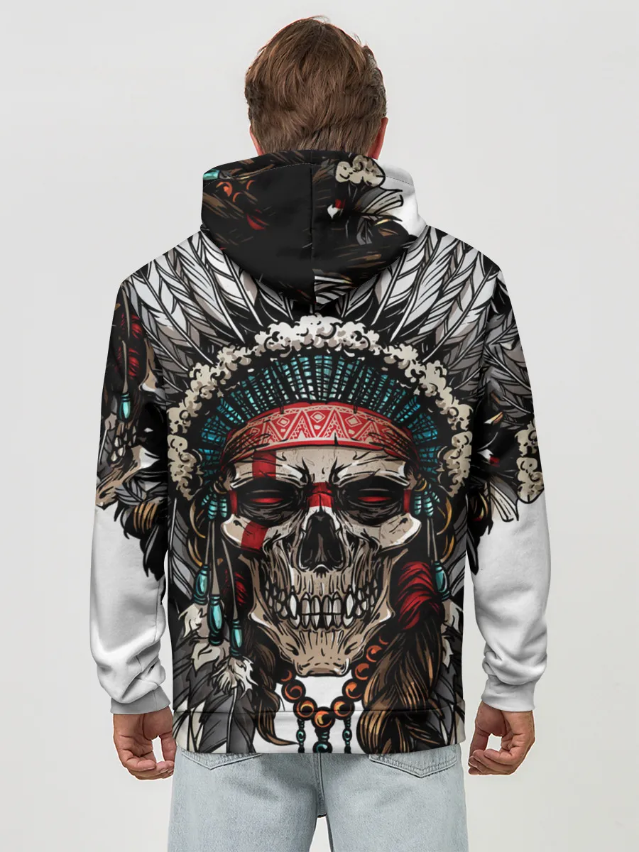 Худи мужской база хлопок / Череп индейца