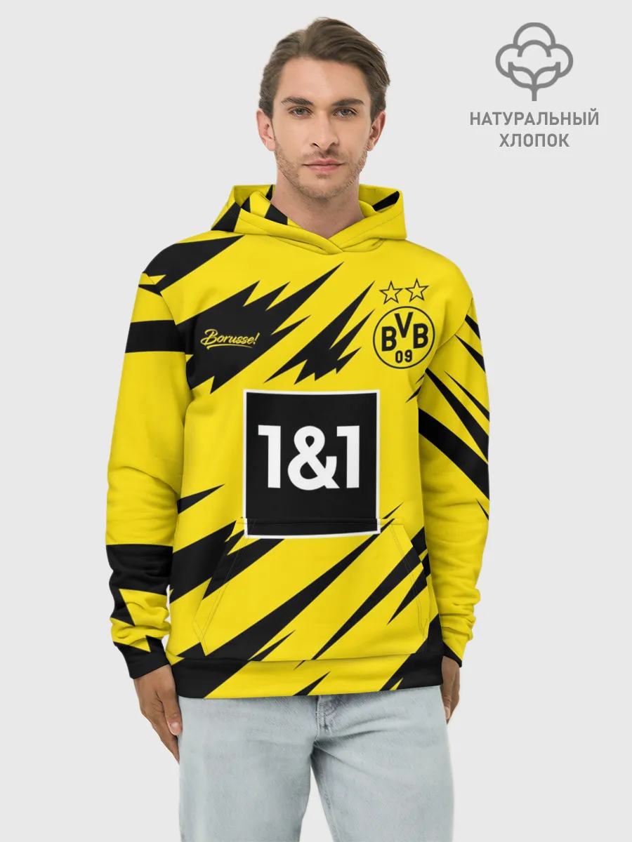 Худи мужской база хлопок / BORUSSIA домашняя сезон 20/21