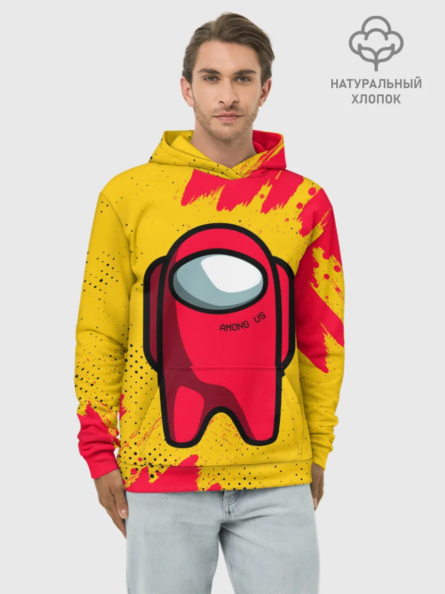 Худи мужской база хлопок / AMONG US - КРАСНЫЙ