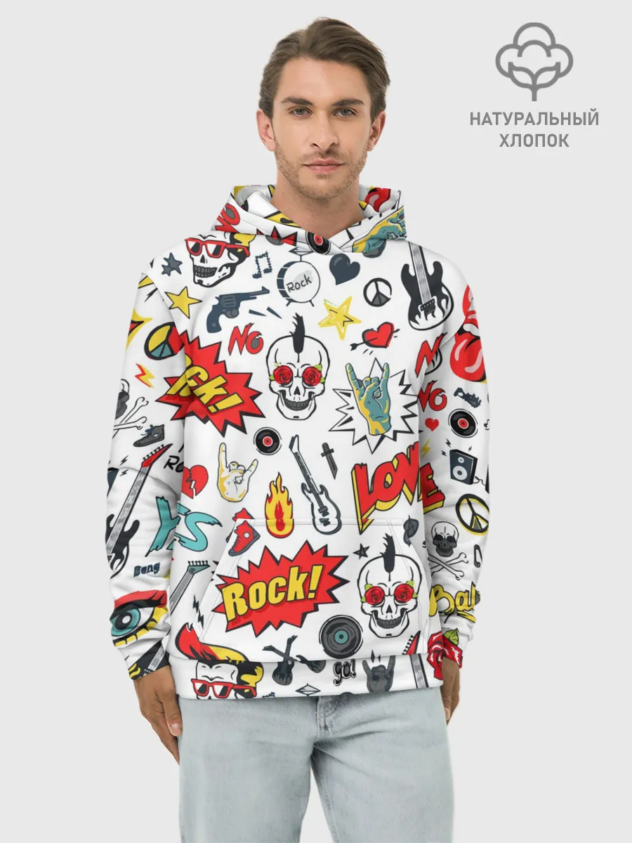 Худи мужской база хлопок / Я ЛЮБЛЮ РОК