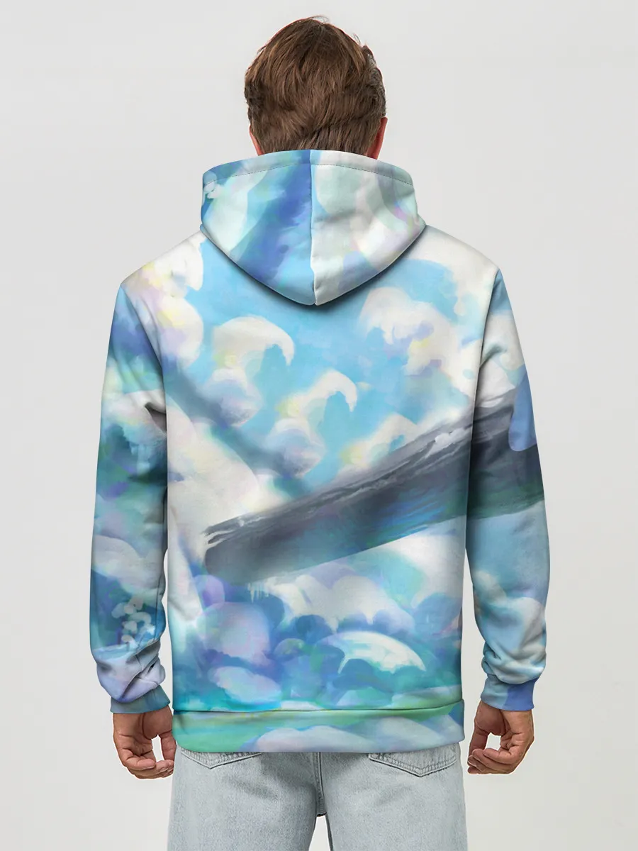 Худи мужской база хлопок / Снежный котенок