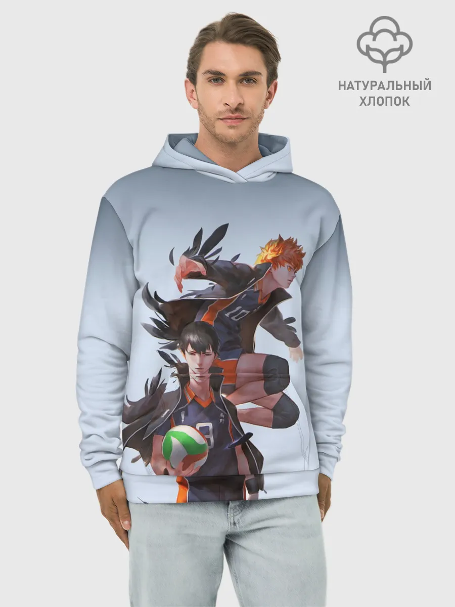 Худи мужской база хлопок / Хината и Тобио