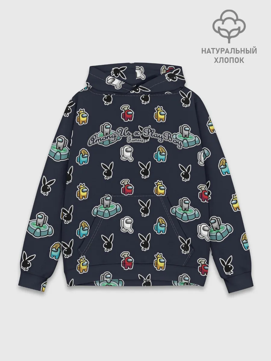 Худи мужской база хлопок / PlayBoy x Among Us monogram