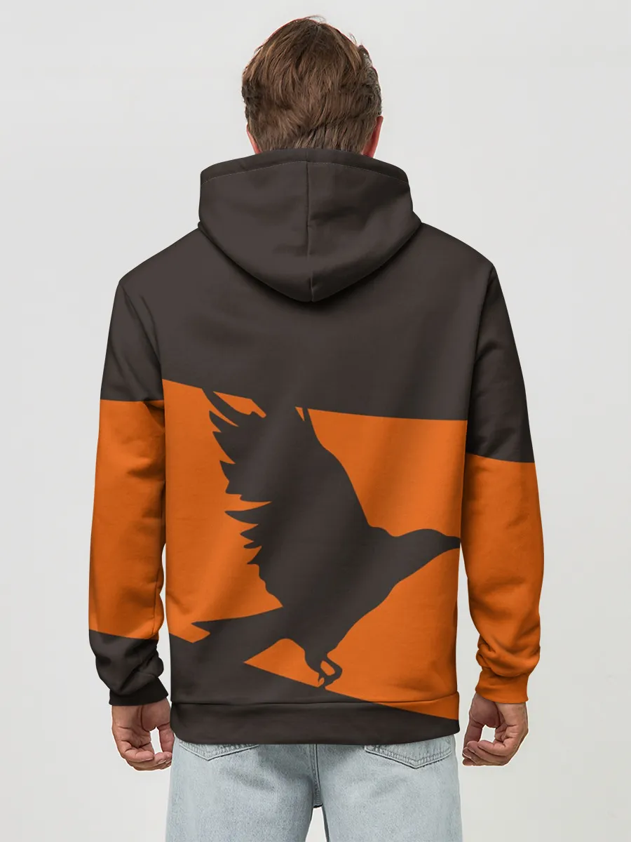 Худи мужской база хлопок / Karasuno оранжевая полоса