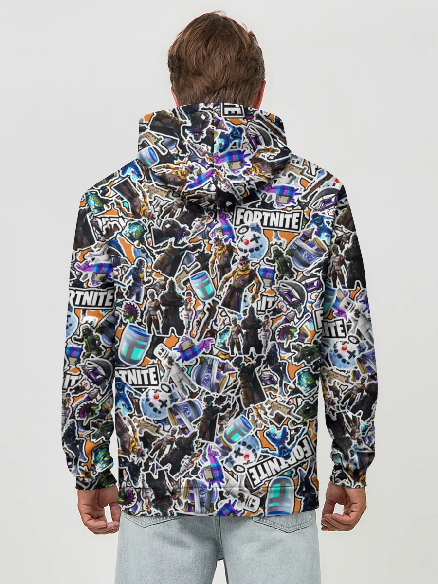 Худи мужской база хлопок / Fortnite Sticker Bombing