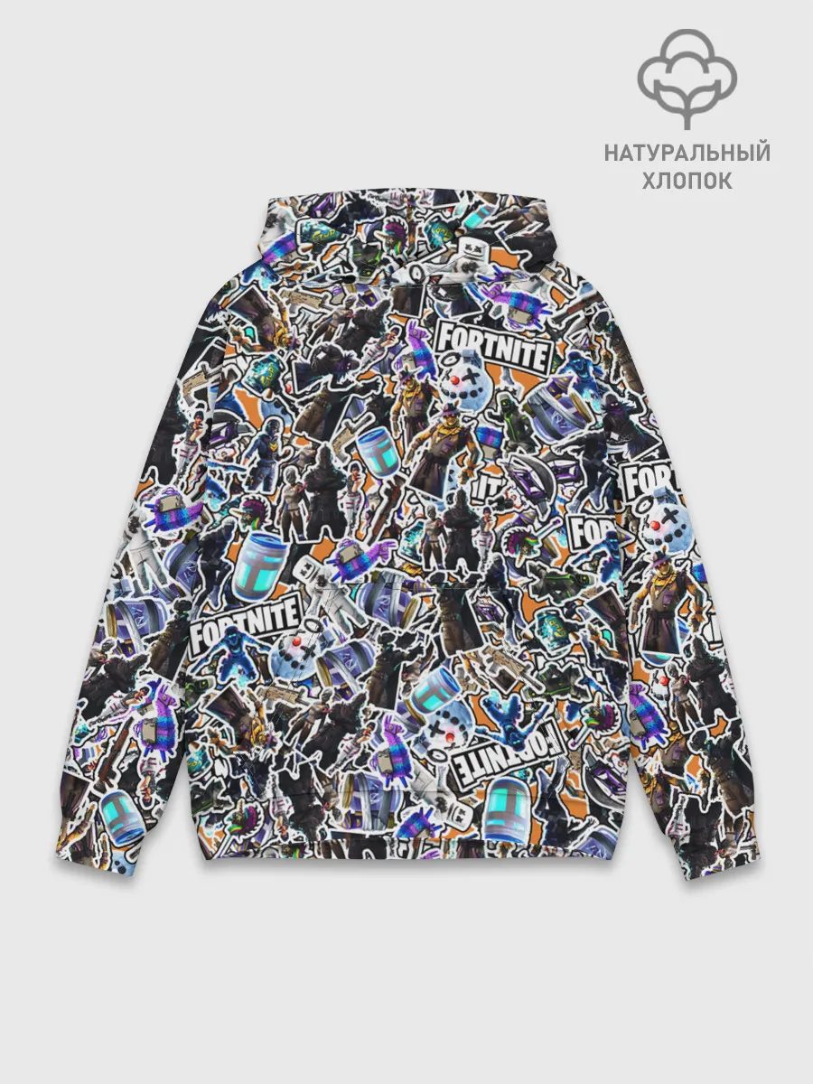 Худи мужской база хлопок / Fortnite Sticker Bombing