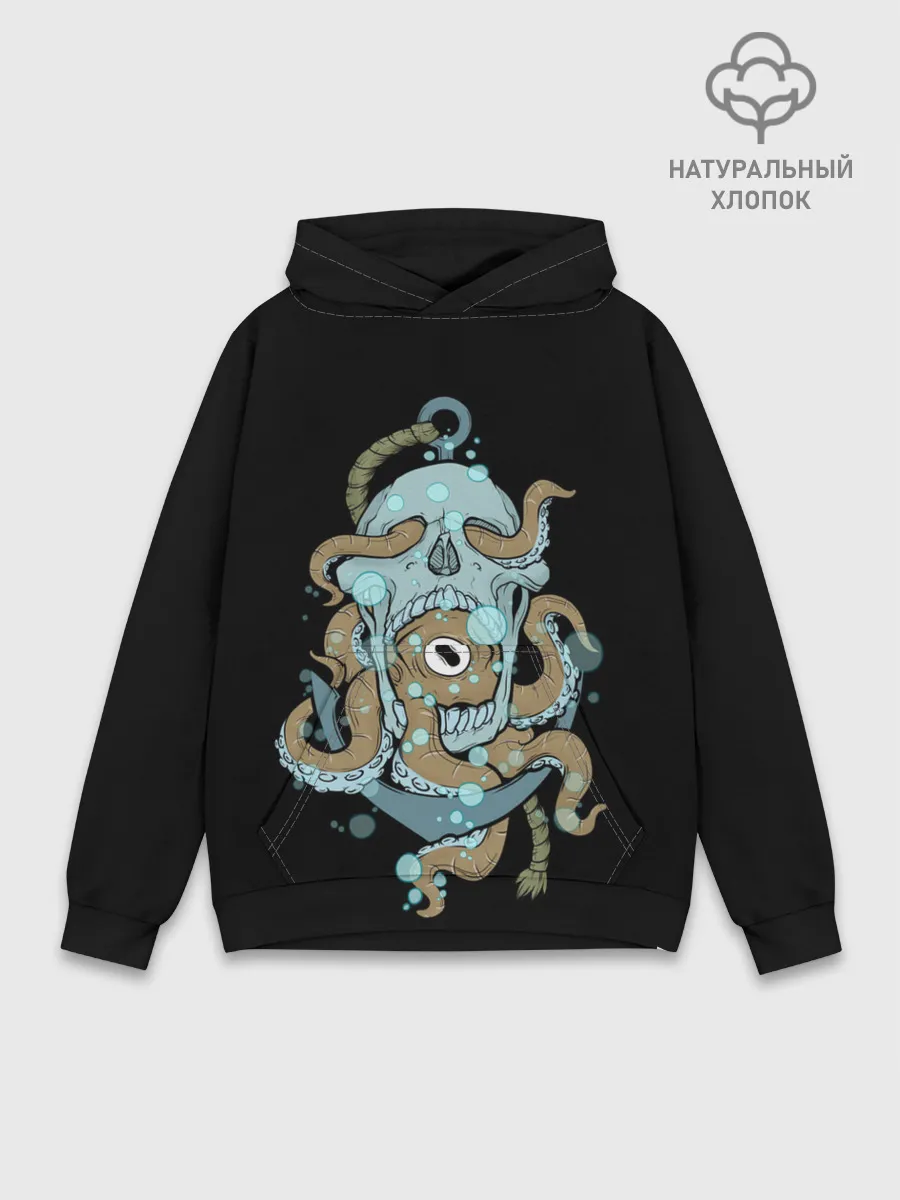 Худи мужской база хлопок / ЧЕРЕП И ЩУПАЛЬЦА
