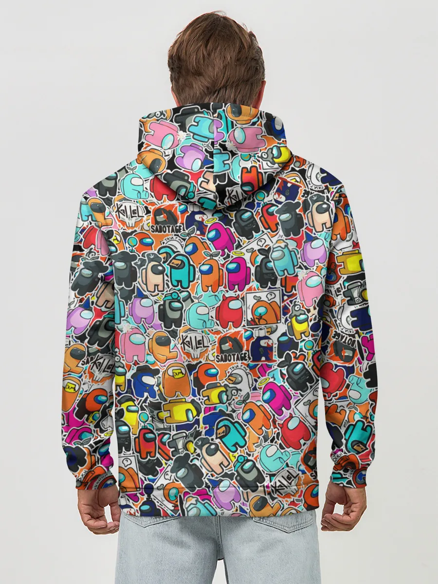 Худи мужской база хлопок / Among Us sticker bombing