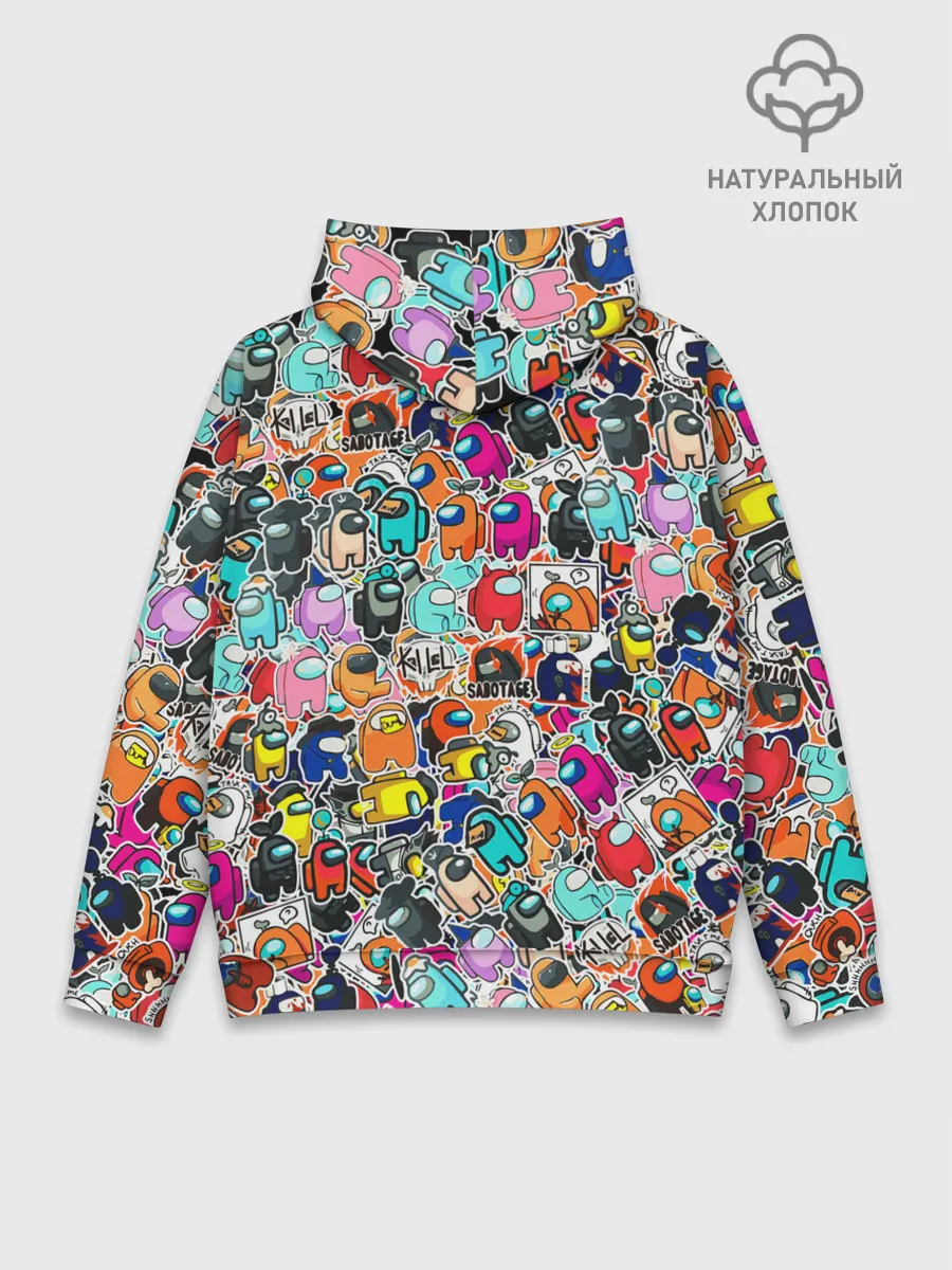 Худи мужской база хлопок / Among Us sticker bombing