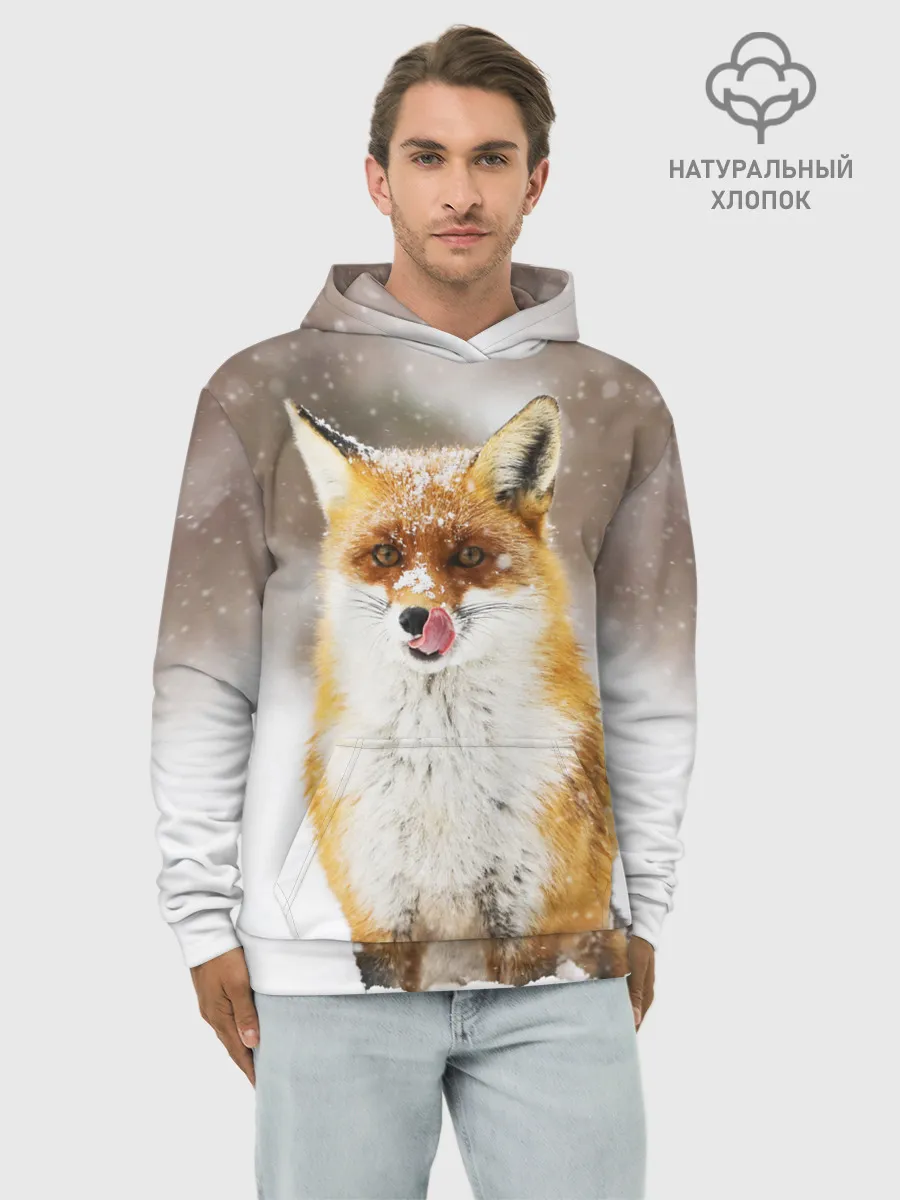 Худи мужской база хлопок / Лиса