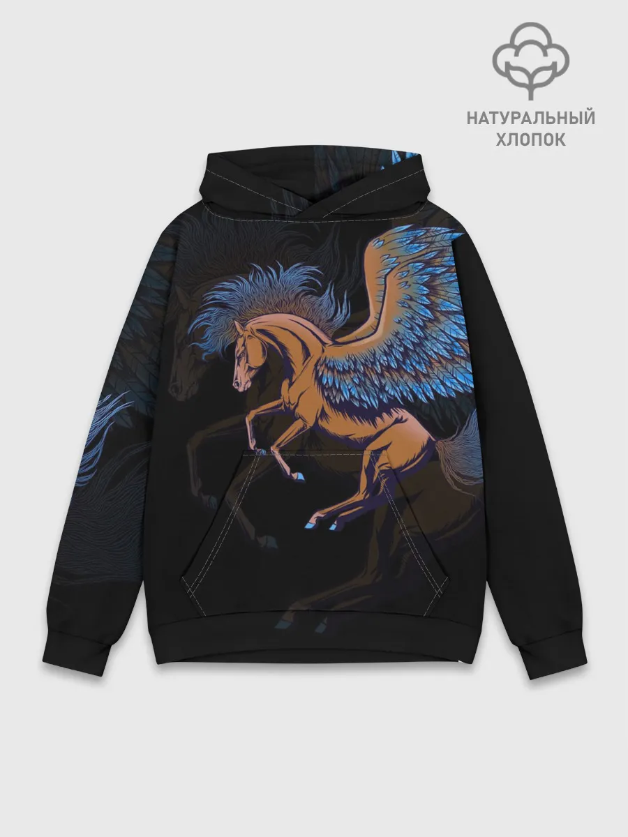 Худи мужской база хлопок / Pegasus wings