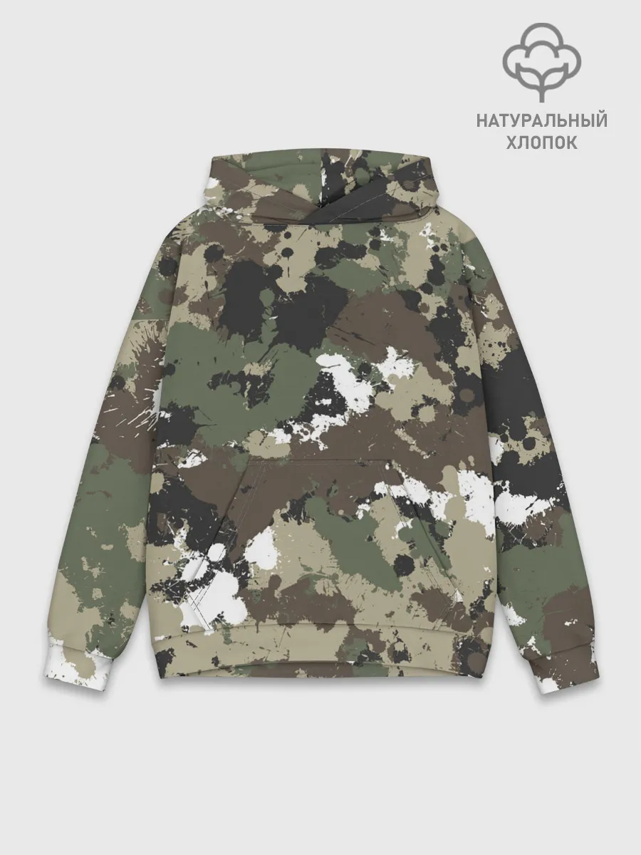 Худи мужской база хлопок / Камуфляж с кляксами