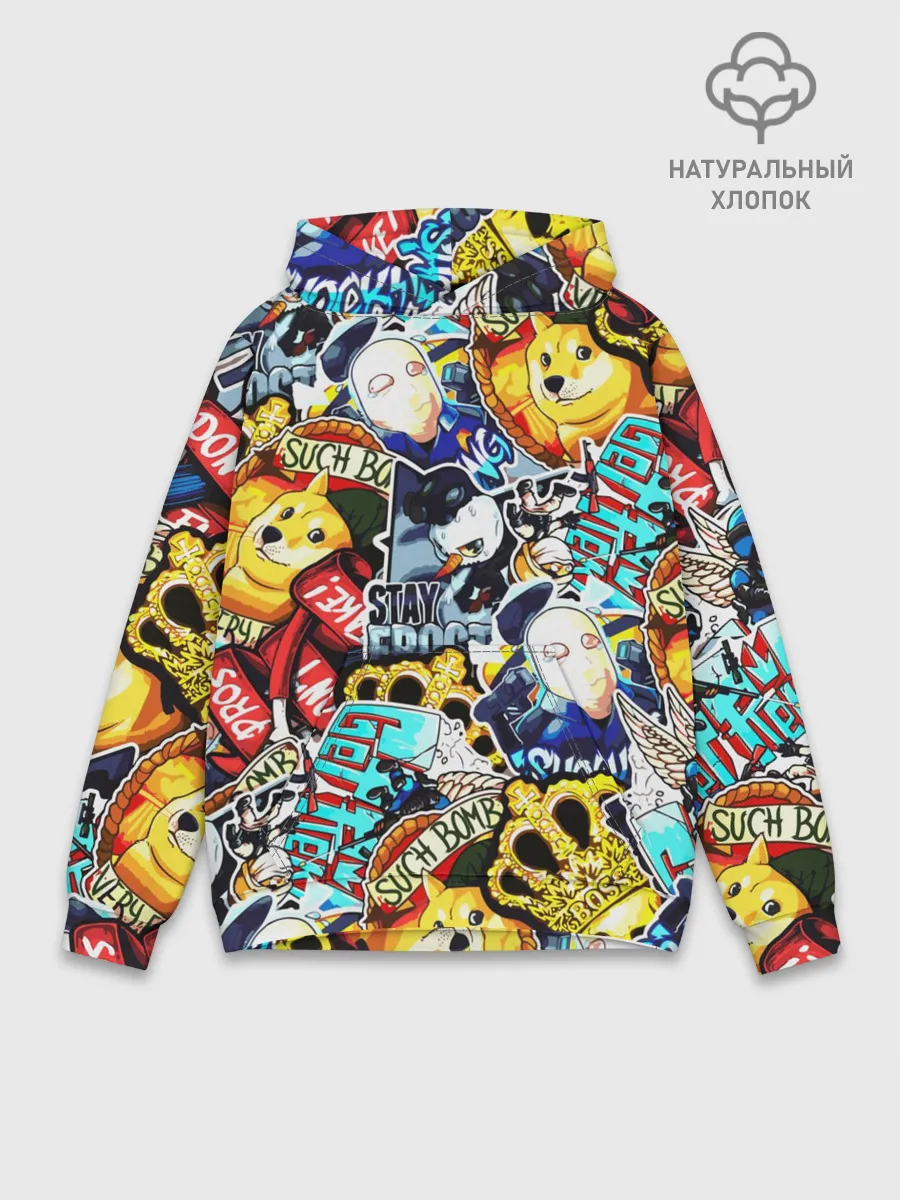 Худи мужской база хлопок / CS GO STICKERBOMBING