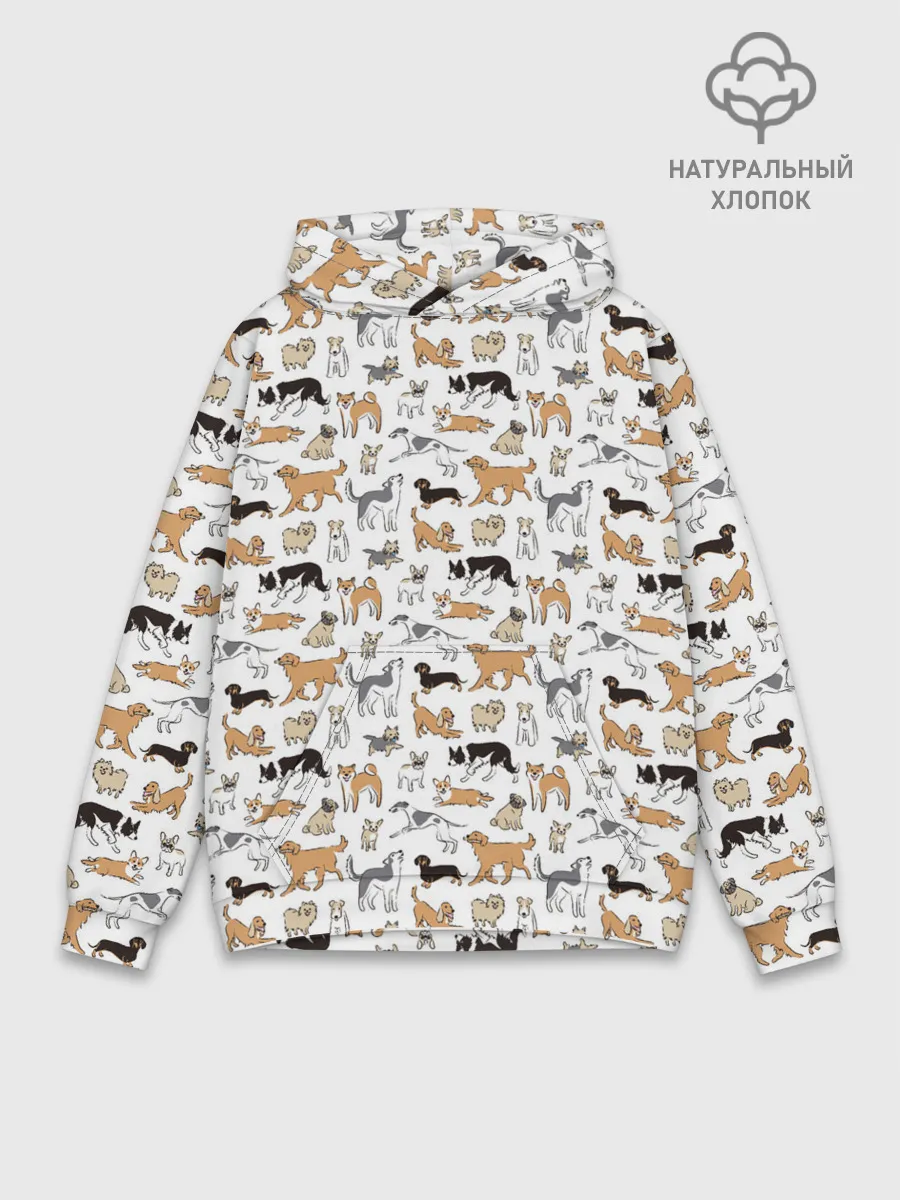Худи мужской база хлопок / Узор собаки много