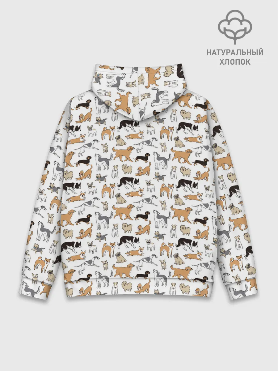 Худи мужской база хлопок / Узор собаки много