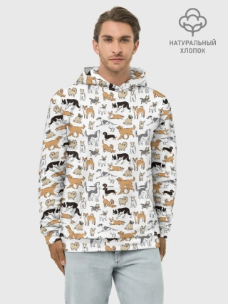 Худи мужской база хлопок / Узор собаки много