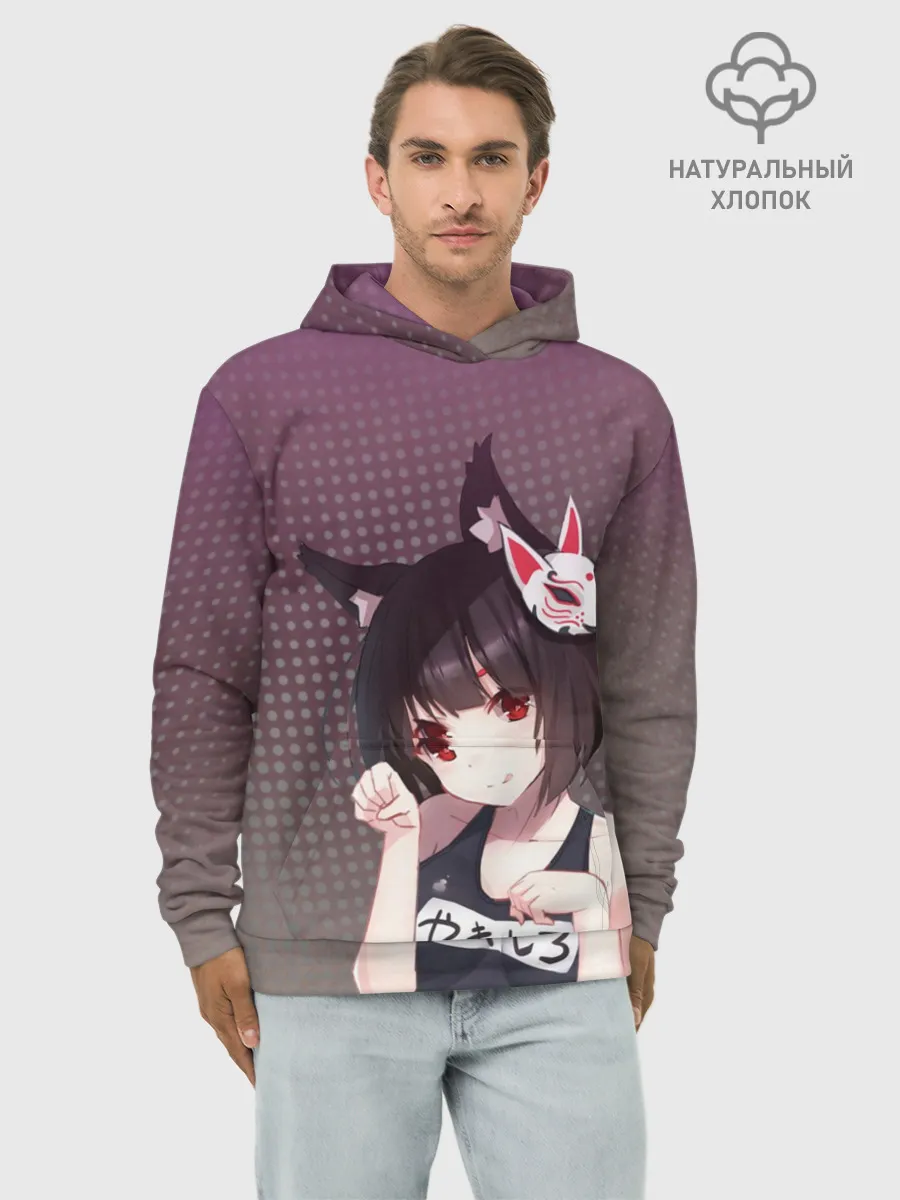 Худи мужской база хлопок / Azur Lane. Лазурный. Девушка