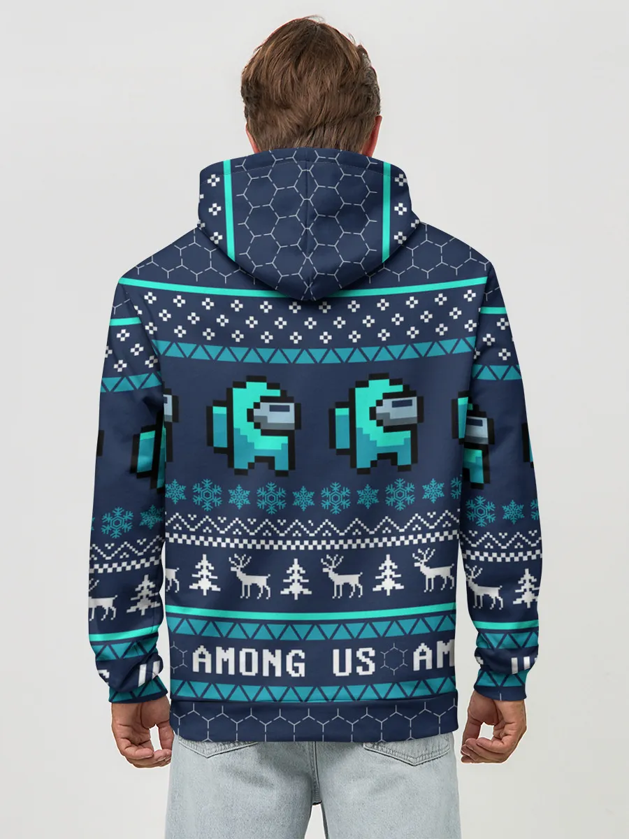 Худи мужской база хлопок / AMONG US НОВОГОДНИЙ.