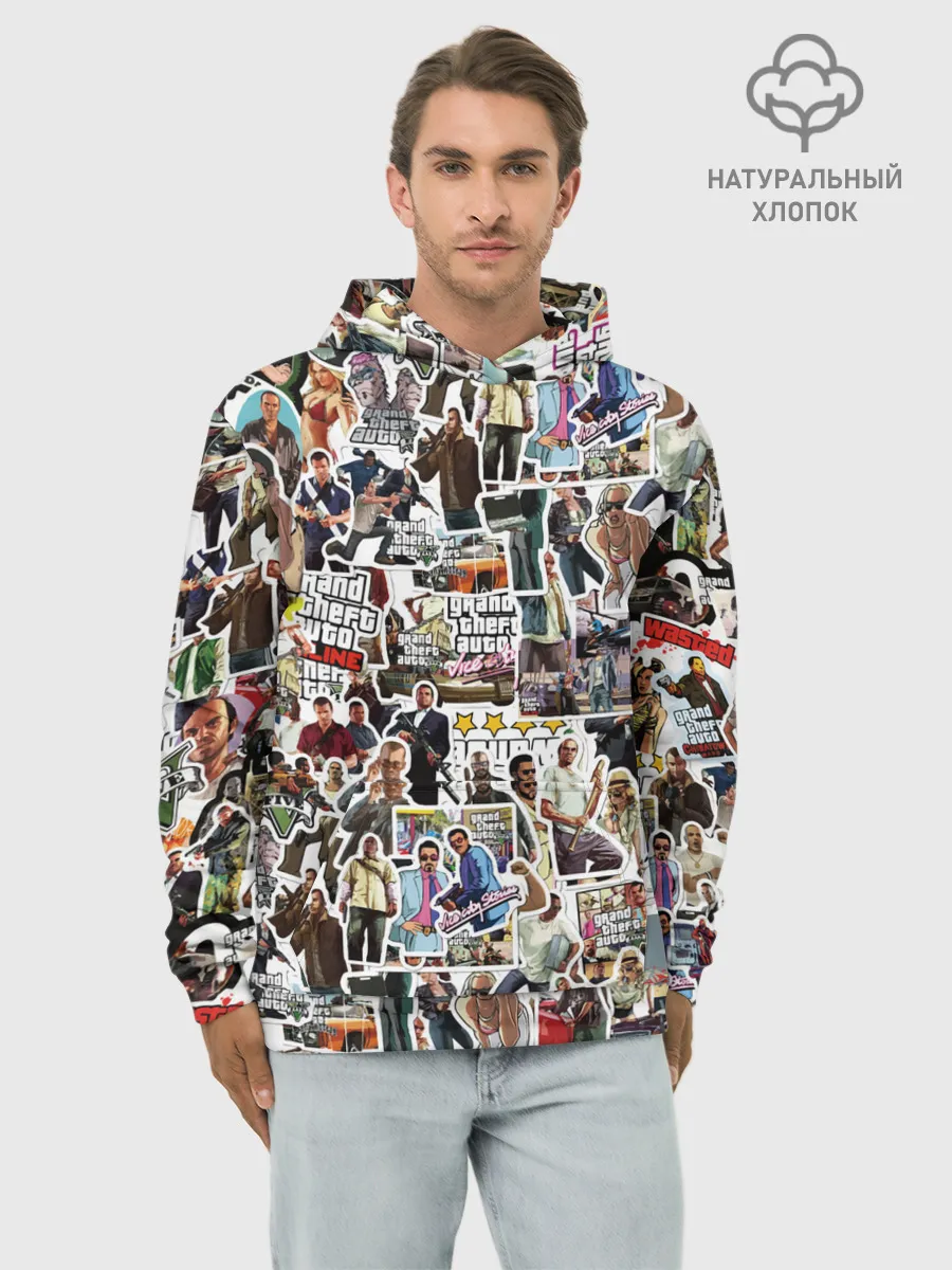 Худи мужской база хлопок / GTA Sticker Bombing