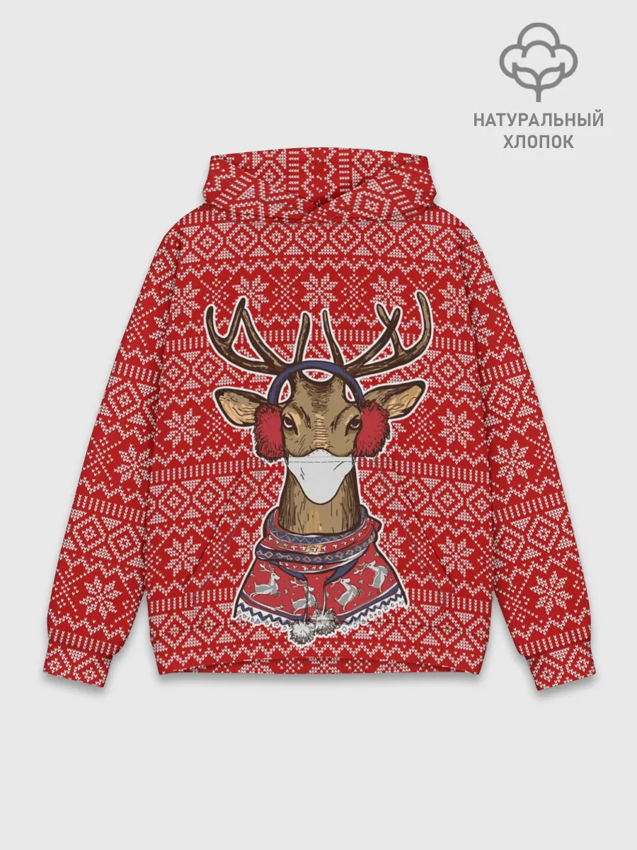 Худи мужской база хлопок / Deer in a medical mask